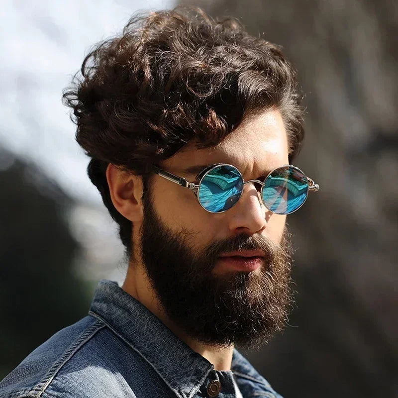 Fashion Sports Classic Sunglasses Steampunk Eyewear for Men and Women Retro Round Metal Frame Sun Glasses