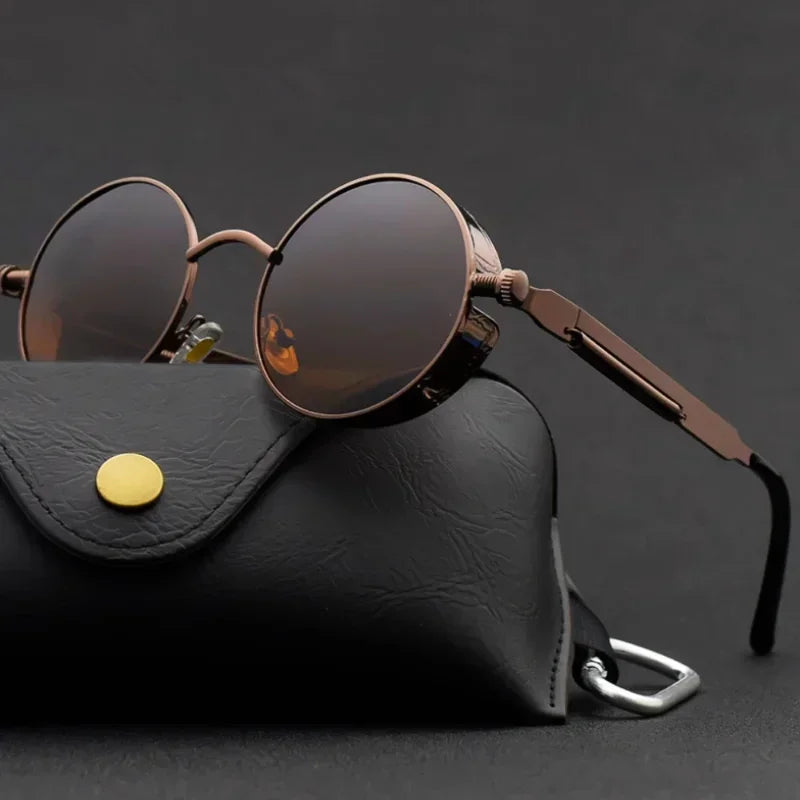 Fashion Sports Classic Sunglasses Steampunk Eyewear for Men and Women Retro Round Metal Frame Sun Glasses