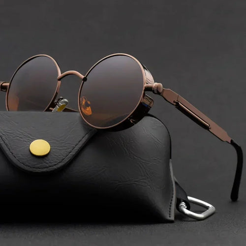 Fashion Sports Classic Sunglasses Steampunk Eyewear for Men and Women Retro Round Metal Frame Sun Glasses
