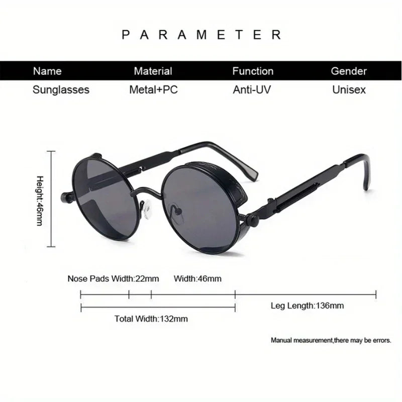 Fashion Sports Classic Sunglasses Steampunk Eyewear for Men and Women Retro Round Metal Frame Sun Glasses